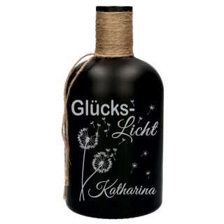 Black Bottle Flaschenlicht "Glücks-Licht" Personalisierte Geschenkidee