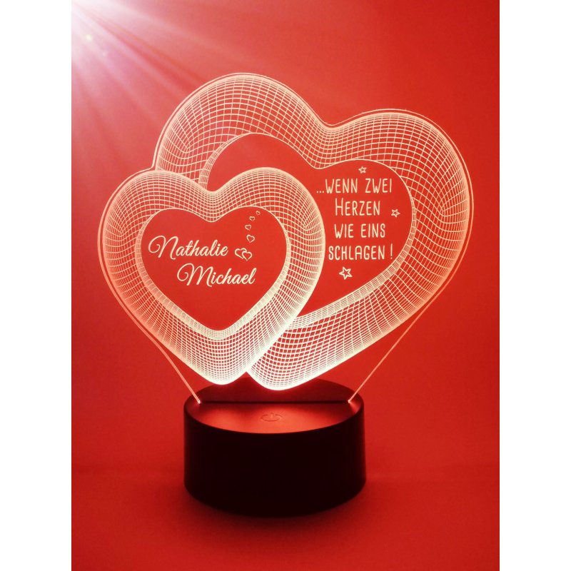 Textgravur Hochzeit Liebe Geschenk Valentinstag Aufsteller ROT Acryglas Herz 